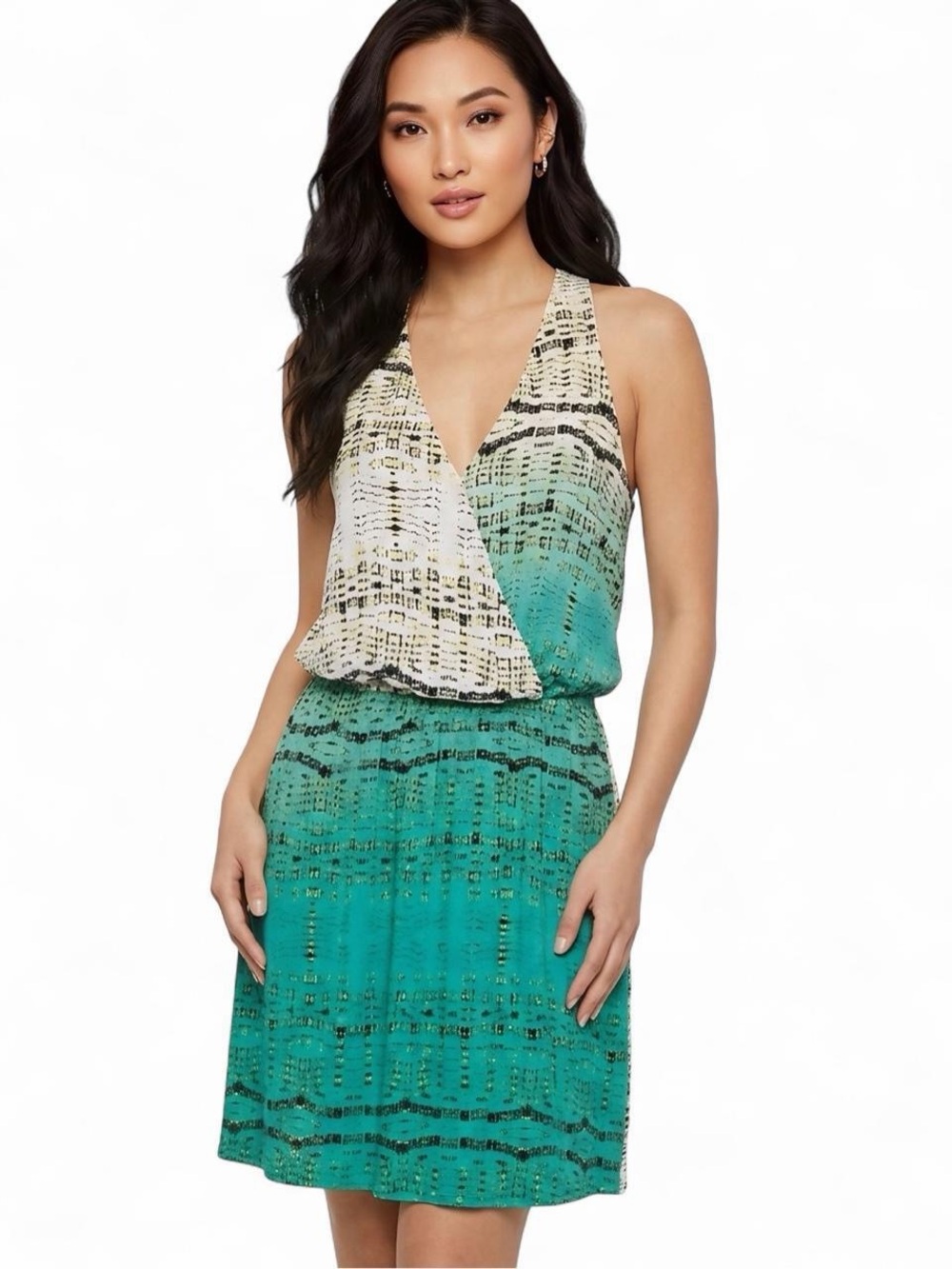 Parker Green Abstract Print Sleeveless Dress Size S Resort Vacation Dress